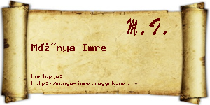 Mánya Imre névjegykártya