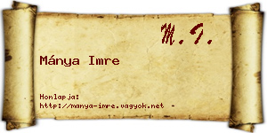 Mánya Imre névjegykártya